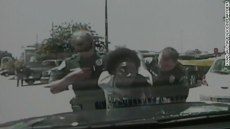 Dashcam video shoes Ms. King being arrested.