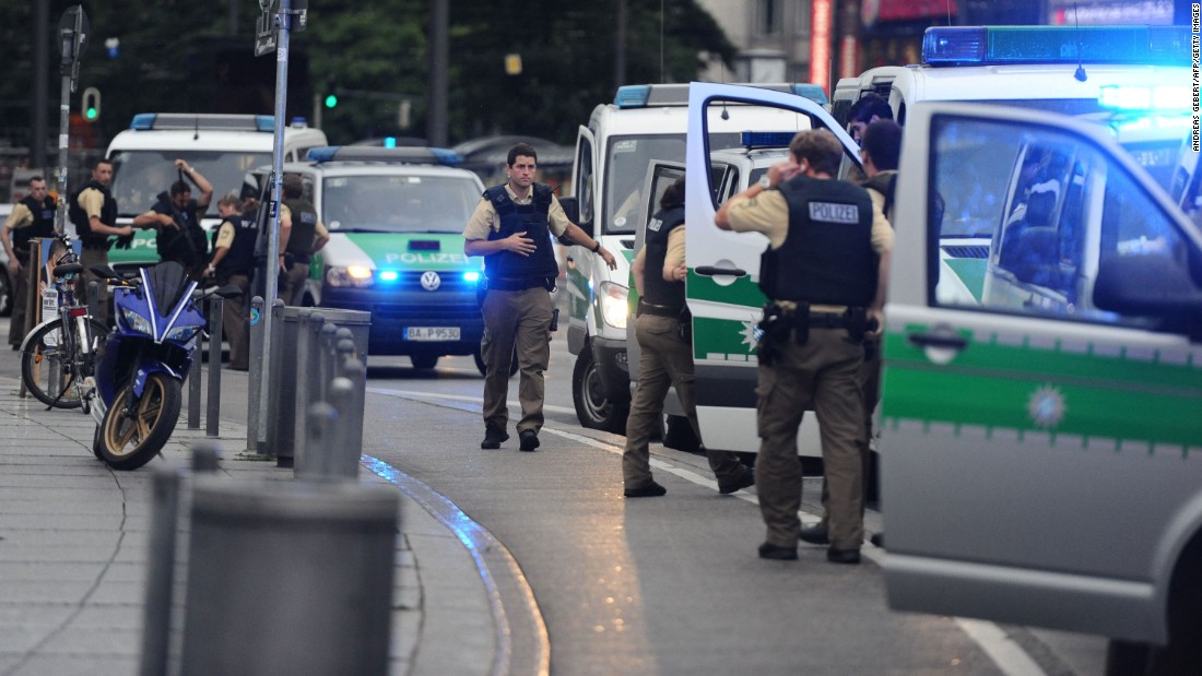 Police secure the area of Karlsplatz.
