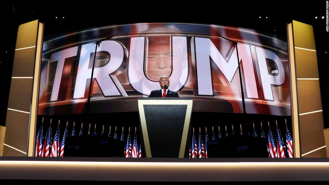Trump delivers a speech at the Republican National Convention in July 2016, accepting the party&#39;s nomination for president. &quot;I have had a truly great life in business,&quot; he said. &quot;But now, my sole and exclusive mission is to go to work for our country — to go to work for you. It&#39;s time to deliver a victory for the American people.&quot;