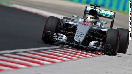 Lewis Hamilton races during the free practice session at the Hungarian Grand Prix.