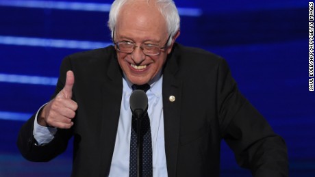 Vermont Senator and former Democratic presidential candidate Bernie Sanders addresses delegates on Day 1 of the Democratic National Convention at the Wells Fargo Center in Philadelphia, Pennsylvania, July 25, 2016. / AFP / SAUL LOEB        (Photo credit should read SAUL LOEB/AFP/Getty Images)