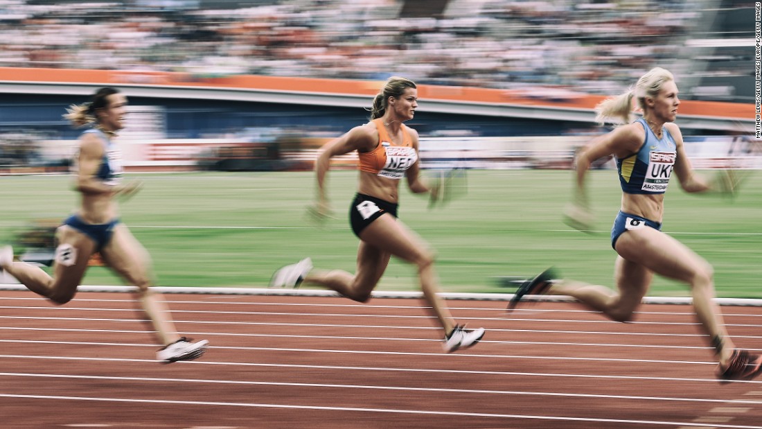 Schippers in action during the women&#39;s 4x100m relay final at the European Athletics Championships at the Olympic Stadium on July 10, 2016 in Amsterdam, Netherlands.