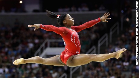SAN JOSE, CA - JULY 10:  Simone Biles competes in the floor exercise during Day 2 of the 2016 U.S. Women&#39;s Gymnastics Olympic Trials at SAP Center on July 10, 2016 in San Jose, California.  (Photo by Ezra Shaw/Getty Images)