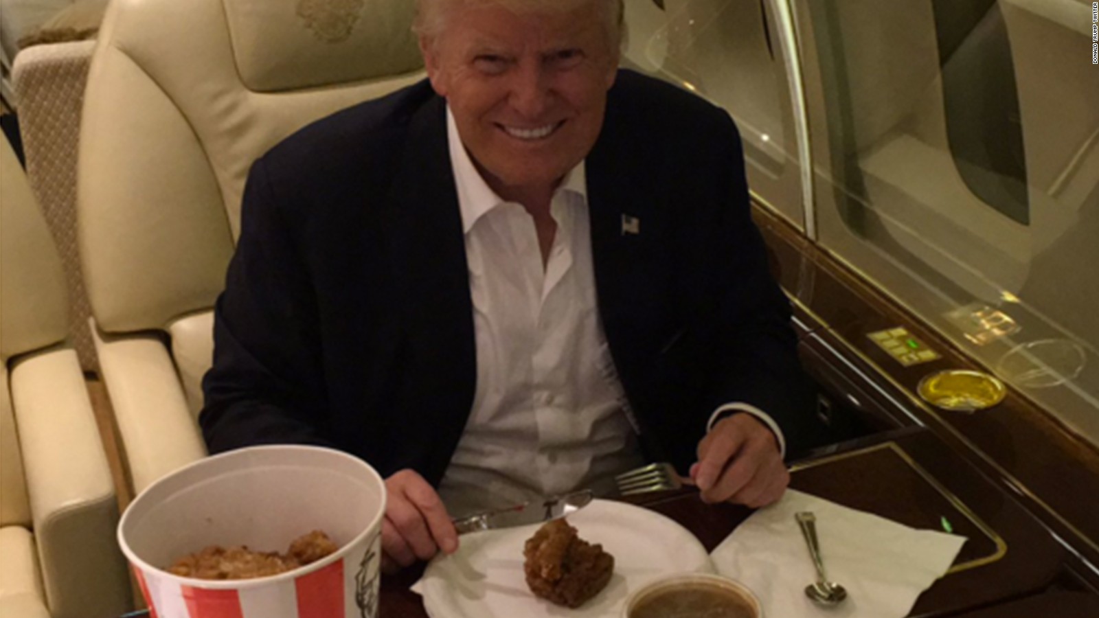 Donald Trump Eats KFC With A Knife And Fork Twitter Shade Follows