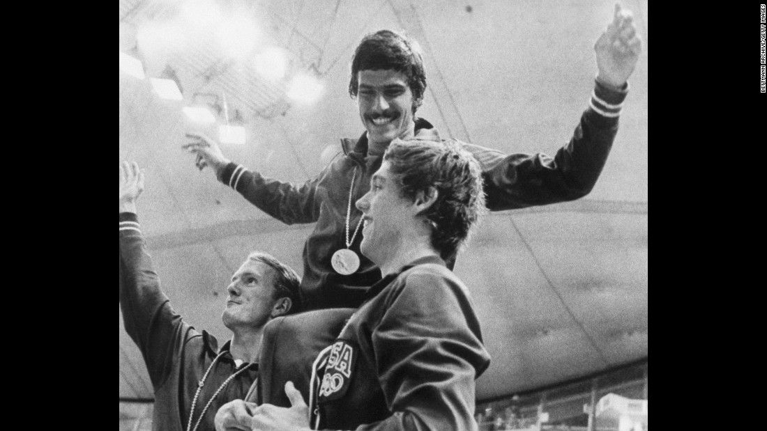 &lt;strong&gt;Spitz wins seven: &lt;/strong&gt;Before Michael Phelps, there was Mark Spitz. Spitz, seen here on the shoulders of American teammates Tom Bruce and Mike Stamm, won seven swimming events at the 1972 Summer Games in Munich, Germany. It was the most golds won at one Olympics until Phelps won eight in 2008.