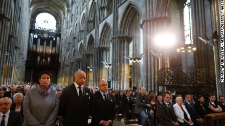 Mourners included ex-Foreign Affairs Minister Laurent Fabius and Interior Minister Bernard  Cazeneuve.