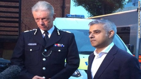Police Commissioner Bernard Hogan-Howe and London Mayor Sadiq Khan.
