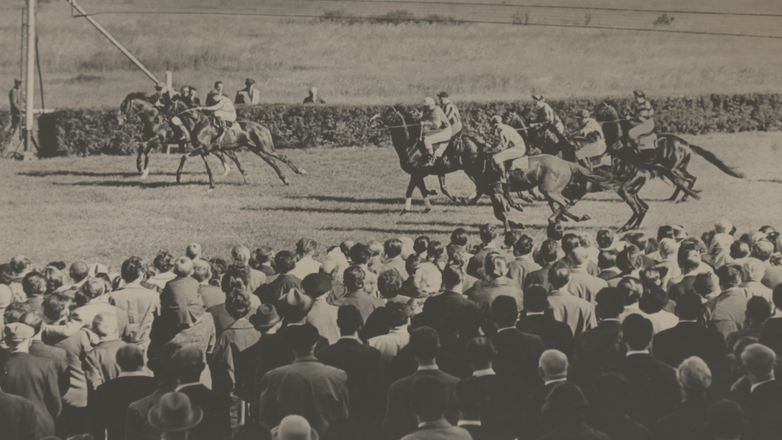 Crowds gather to watch a race in Hoppegarten&#39;s glory days.