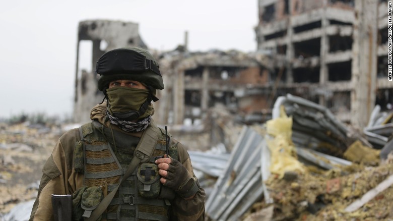 An armed pro-Russian separatist of the self-proclaimed Donetsk People&#39;s Republic (DNR) stands in front of the destroyed Donetsk International Airport, in Donetsk, on June 1, 2016.
Ukraine&#39;s pro-Russian eastern insurgents on June 1 accused Kiev&#39;s soldiers of launching a new blitz near a prized but long-obliterated airport in the separatists&#39; de facto capital of Donetsk. The claim appears to fit with a mounting death toll reported by the pro-Western leadership in Kiev and foreign monitors from the Organization for Security and Co-operation in Europe (OSCE). / AFP PHOTO / Aleksey FilippovALEKSEY FILIPPOV/AFP/Getty Images