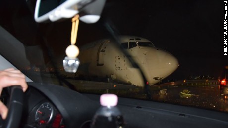 A Boeing 737 cargo plane crashed onto a road in Italy.