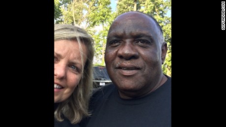 Liz Willock poses with Uber driver Ellis Hill.