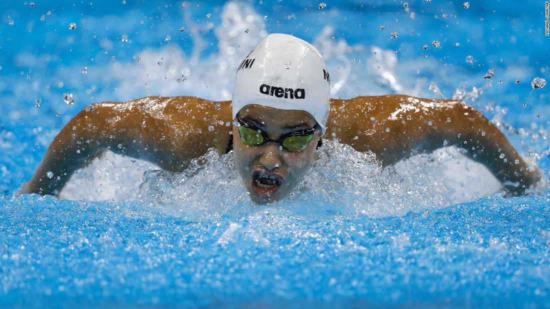 Yusra Mardini, a swimmer for the Refugee Olympic team, competes in a 100-meter butterfly heat on Saturday, August 6. The Syrian native and her teammates have had a &lt;a href=&quot;http://edition.cnn.com/2016/08/06/sport/rio-2016-refugee-team-olympics-syria/&quot; target=&quot;_blank&quot;&gt;remarkable journey to the Games&lt;/a&gt;.