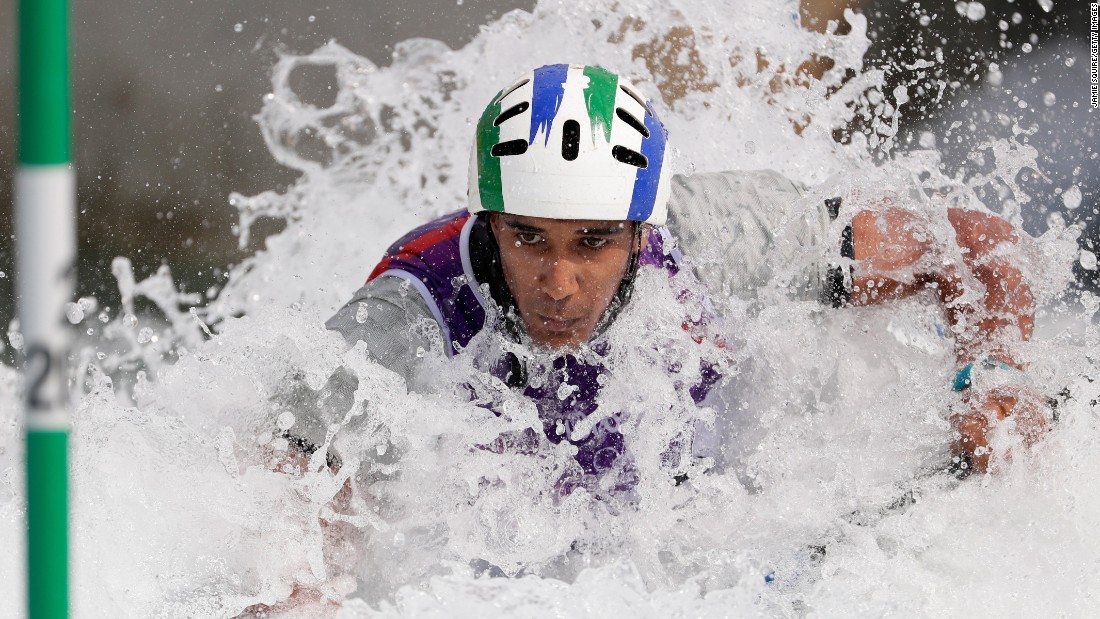 Soares Renan of Brazil competes in the heats of the men&#39;s canoe single event at the Whitewater Stadium.
