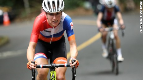 Netherlands&#39; Annemiek Van Vleuten crashed out of the Women&#39;s road cycling race at the Rio 2016 Olympic Games