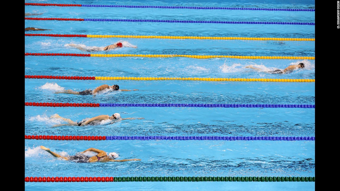 U.S. swimmer Katie Ledecky blows away the field in the 400-meter freestyle final on Sunday, August 7. The 19-year-old &lt;a href=&quot;http://www.cnn.com/2016/08/07/sport/michael-phelps-katie-ledecky-rio/&quot; target=&quot;_blank&quot;&gt;smashed her own world record&lt;/a&gt; to win in 3:56.46 -- nearly five seconds ahead of her closest rival.