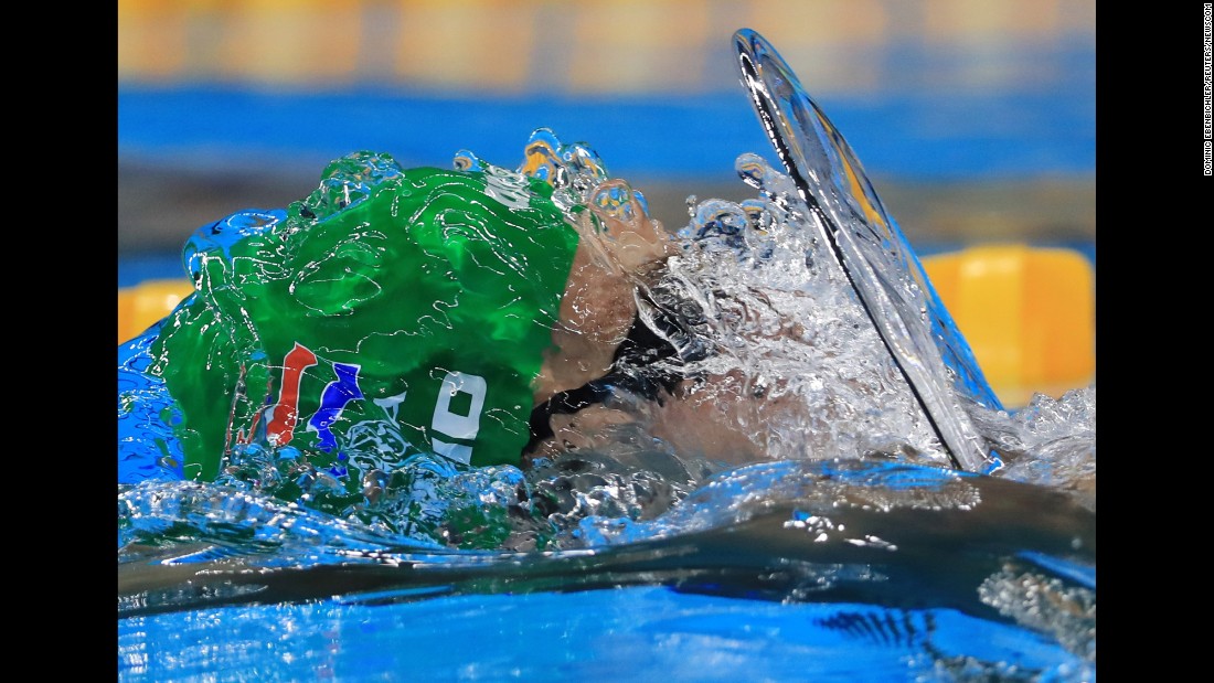 South African swimmer Christopher Reid competes in the 100-meter backstroke on Sunday, August 7.