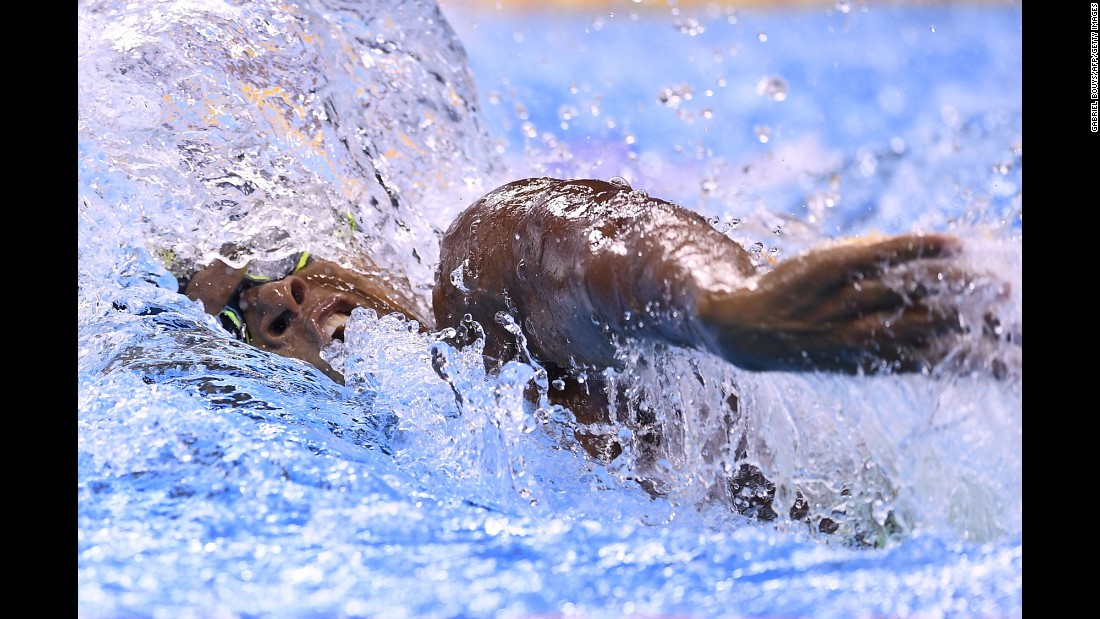 The Ivory Coast&#39;s Thibault Amani Danho competes in the 100-meter freestyle.