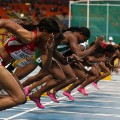 Female athletes start line