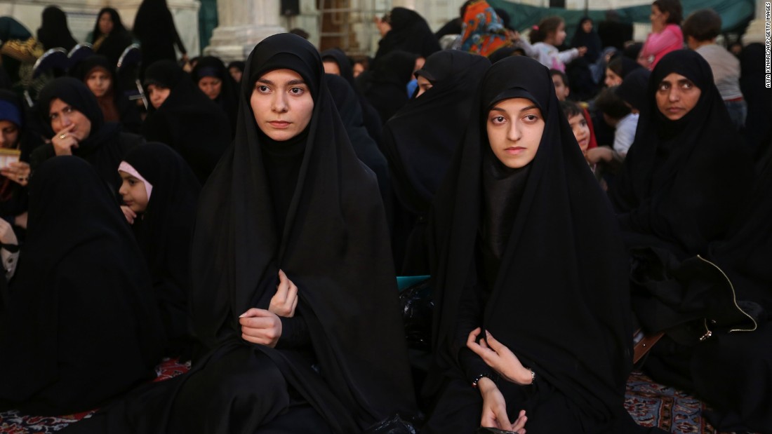 &lt;strong&gt;Chador:&lt;/strong&gt; The full-body black garment leaves the face exposed. These Iranian women are wearing chadors at a political meeting in Tehran.