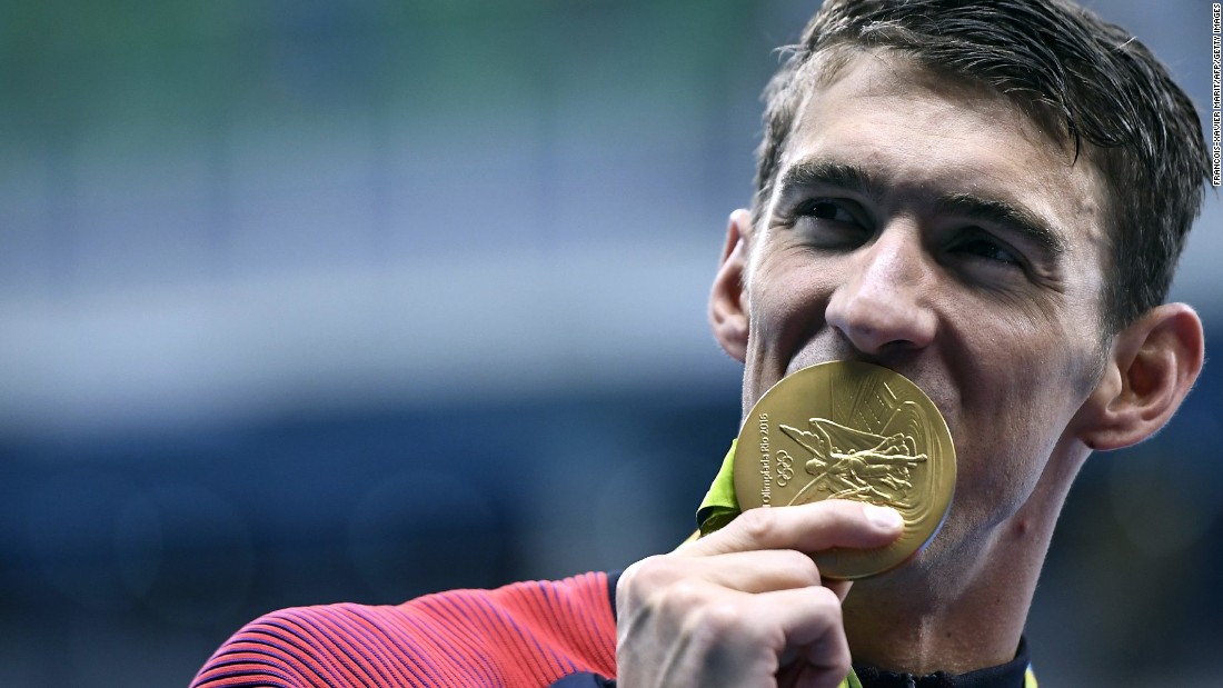 U.S. swimmer Michael Phelps -- the most decorated Olympian of all time -- celebrates with his gold medal after the 4x200 freestyle on Tuesday, August 9. Phelps has won 21 gold medals so far in his career (25 medals in all), and he&#39;s looking to add more to his collection in Rio de Janeiro.