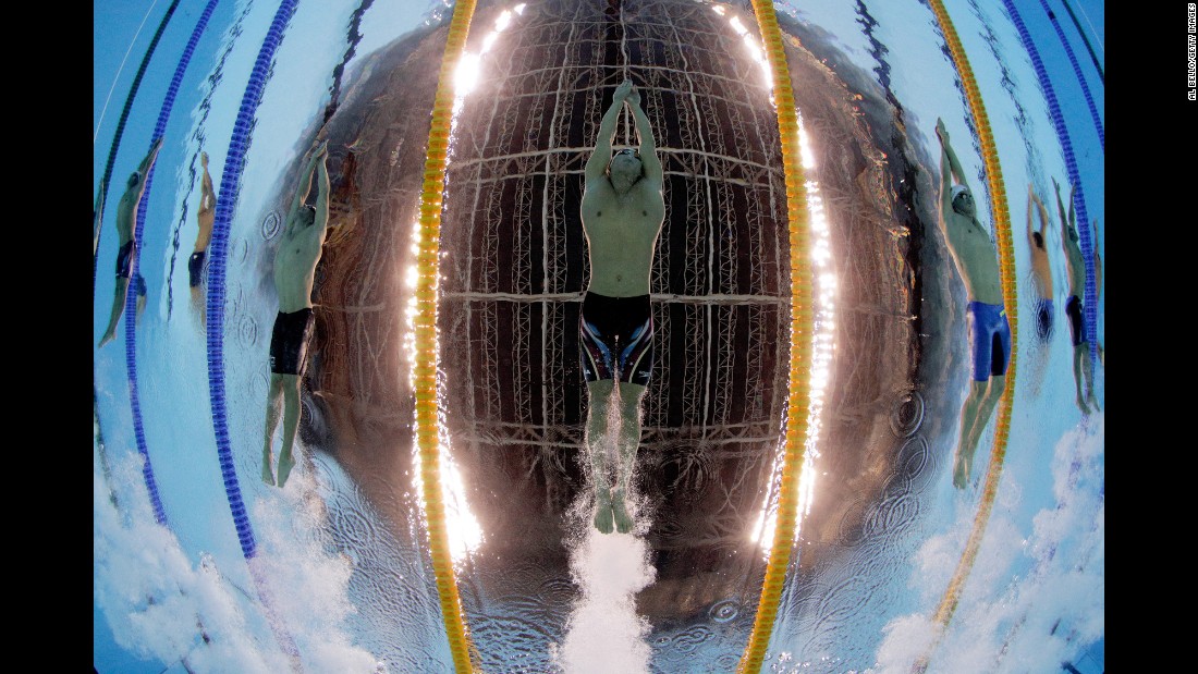 American Nathan Adrian swims the 100-meter freestyle on Tuesday, August 9. &quot;It&#39;s a very time-consuming, tedious operation to get things correct,&quot; Bello said of underwater photography. &quot;There&#39;s a lot of setup way, way, way ahead of time.&quot;