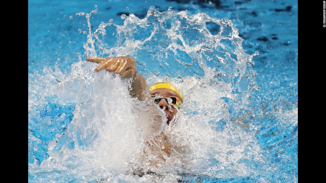 Australia&#39;s Mitch Larkin swims the 200-meter backstroke on Wednesday, August 10.