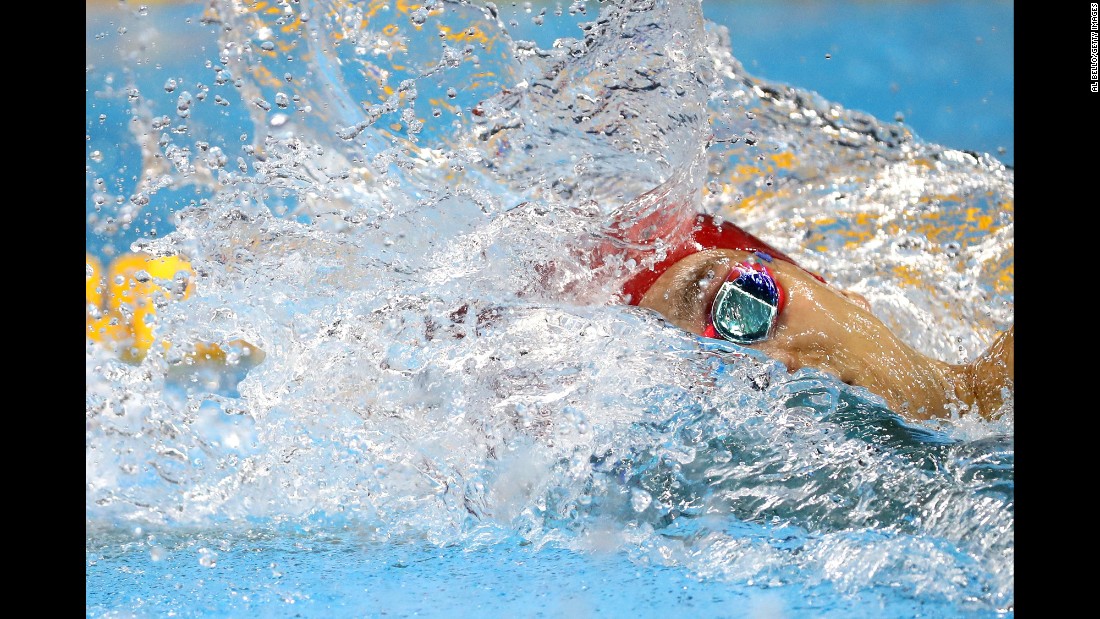 Japan&#39;s Kosuke Hagino swims the 200-meter freestyle on Sunday, August 7.