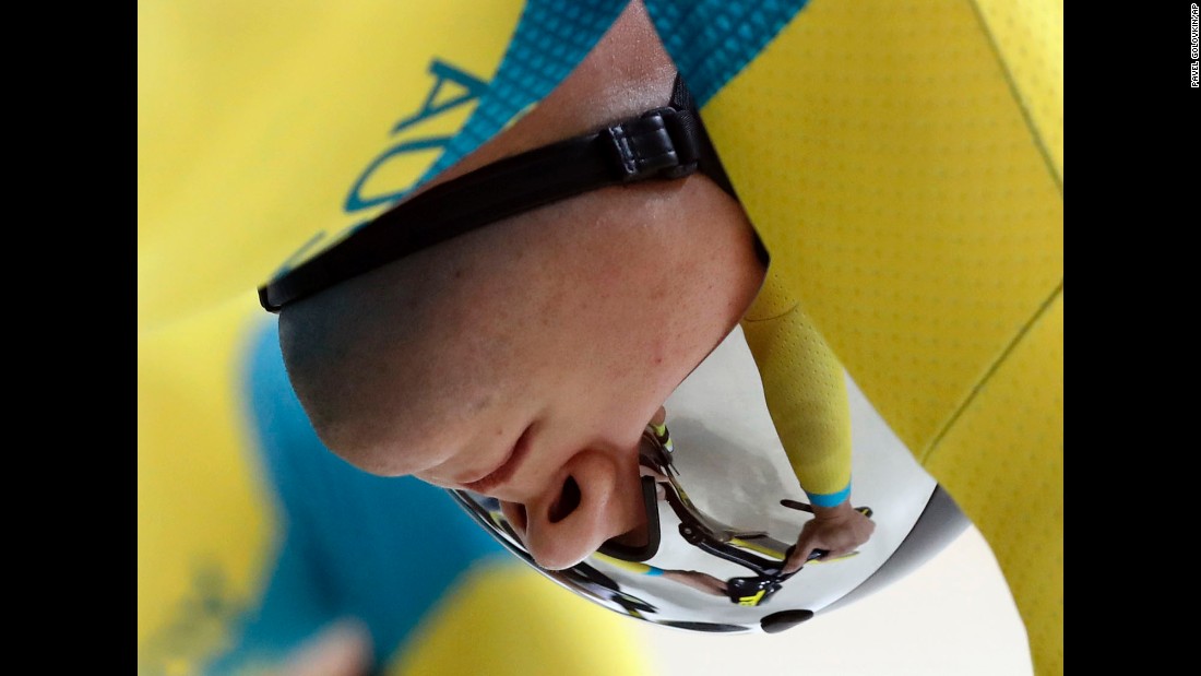 Australian cyclist Patrick Constable gets ready to compete in team sprint qualifying.