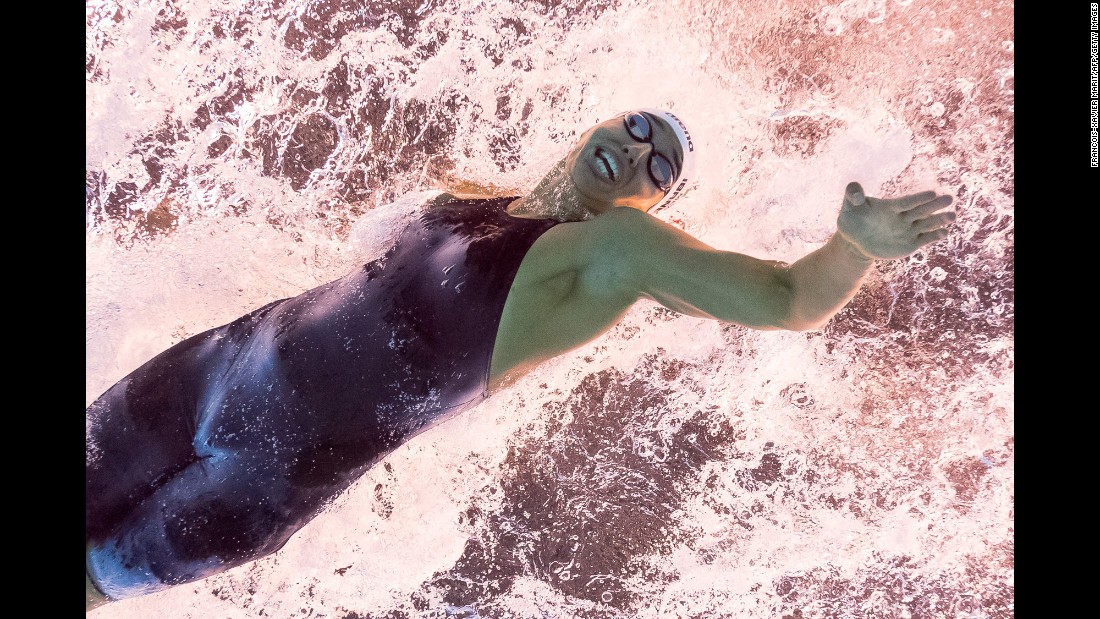 Mexican swimmer Liliana Ibanez Lopez takes part in the 50-meter freestyle heats.