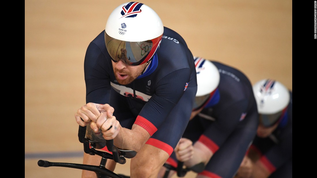The British track cycling team set a world record on its way to winning gold in the  pursuit event. Bradley Wiggins, left, is now &lt;a href=&quot;http://edition.cnn.com/2016/08/12/sport/bradley-wiggins-cycling-olympics-rio-2016/index.html&quot; target=&quot;_blank&quot;&gt;the most decorated British athlete&lt;/a&gt; in Olympic history. He has eight medals -- five of them gold.