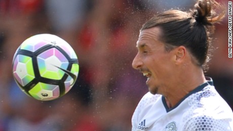 Manchester United&#39;s Swedish striker Zlatan Ibrahimovic was making his EPL debut for his new side. 