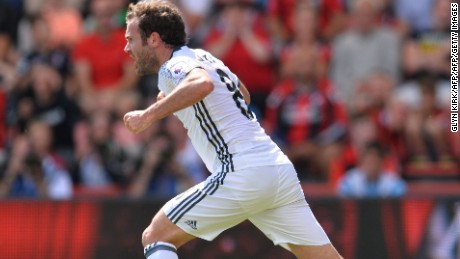 Juan Mata opened Manchester United&#39;s EPL account under Mourinho with the opener at  Bournemouth.