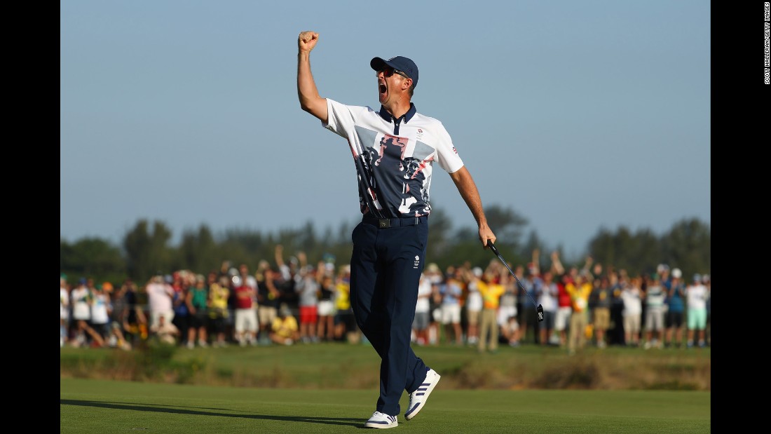 Justin Rose of Great Britain celebrates after &lt;a href=&quot;http://cnn.com/2016/08/14/sport/justin-rose-olympic-golf/index.html&quot; target=&quot;_blank&quot;&gt;winning in the final round of men&#39;s golf.&lt;/a&gt;