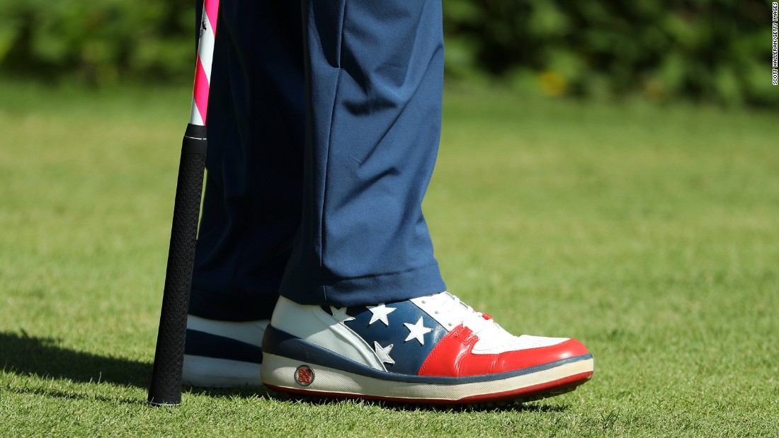 Bubba Watson&#39;s shoes are seen during the final round of men&#39;s golf, &lt;a href=&quot;http://cnn.com/2016/08/14/sport/justin-rose-olympic-golf/index.html&quot; target=&quot;_blank&quot;&gt;won by Britain&#39;s Justin Rose.&lt;/a&gt;