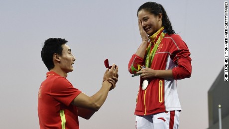 China&#39;s He Zi was caught off guard by her boyfriend&#39;s dramatic proposal Sunday.