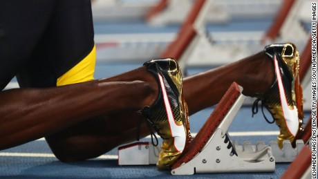 Bolt&#39;s golden shoes ahead of a golden performance.