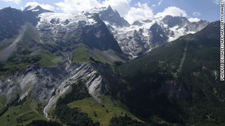 A view of La Meije, a French mountain where two climbers fell to their deaths Sunday.