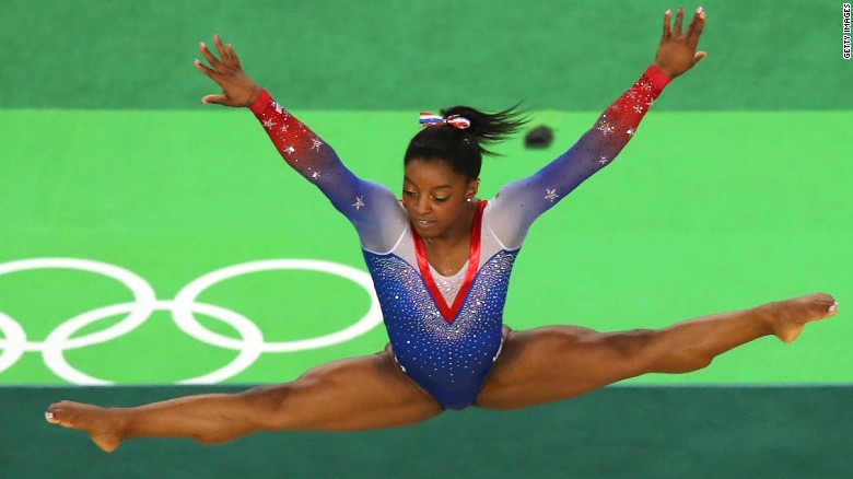 Simone Biles on the floor Tuesday