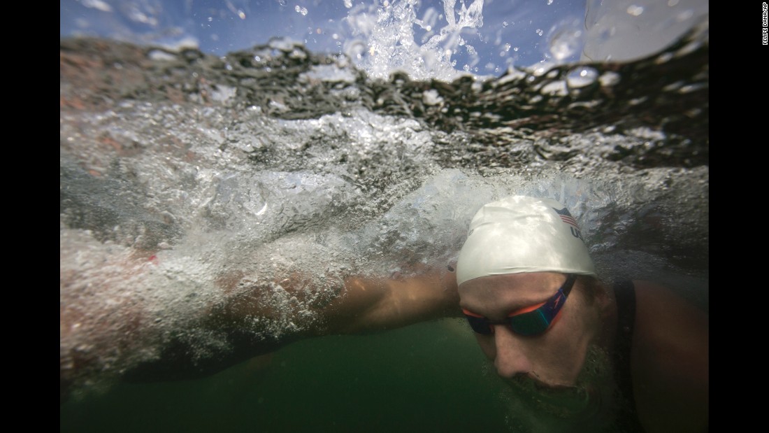 U.S. swimmer Jordan Wilimovsky competes in the 10-kilometer open water event.