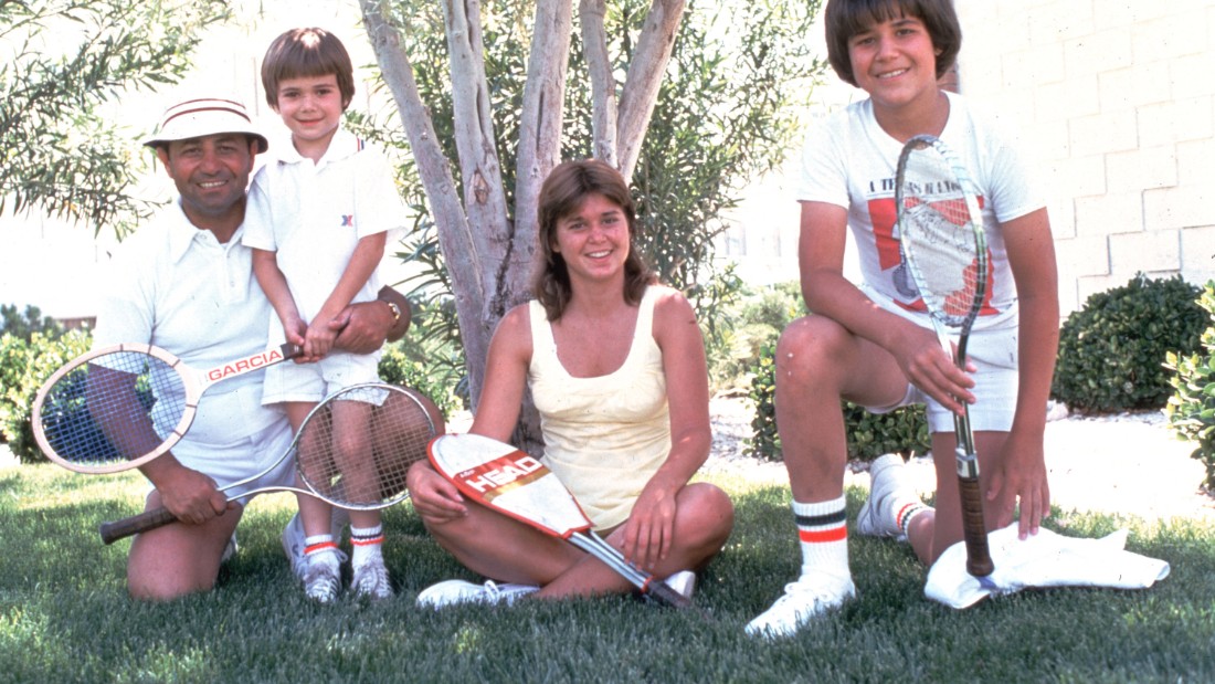 Agassi, at the age of six, stands next to his father Emmanuel &quot;Mike&quot; Agassi and older sister Rita Agassi and older brother Phil Agassi in 1976. In his autobiography &quot;Open,&quot; Agassi talked extensively about how driven his father was in helping his son pursue a career in tennis.