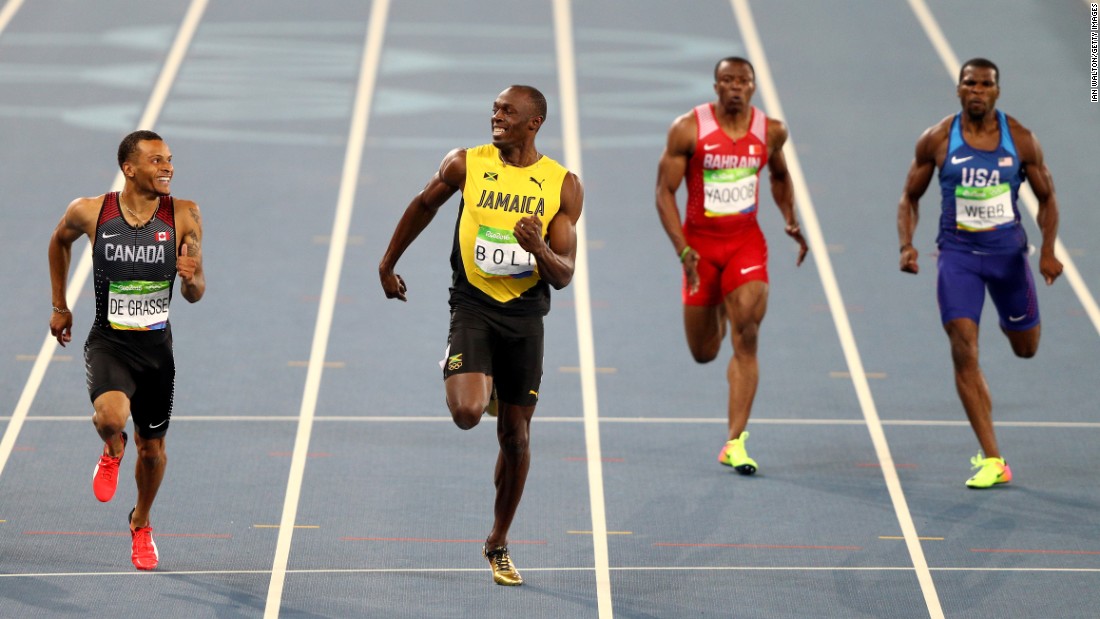 Canada&#39;s Andre De Grasse, left, and Jamaica&#39;s Usain Bolt smile at each other during a 200-meter semifinal on Wednesday, August 17. Bolt &lt;a href=&quot;http://www.cnn.com/2016/08/17/sport/usain-bolt-justin-gatlin-200m-rio/index.html&quot; target=&quot;_blank&quot;&gt;finished first,&lt;/a&gt; just in front of De Grasse.