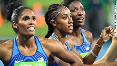 The US trio took the medals in a thrilling 100-meter hurdles race.