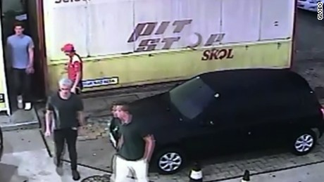 CCTV US swimmers at Gas Station