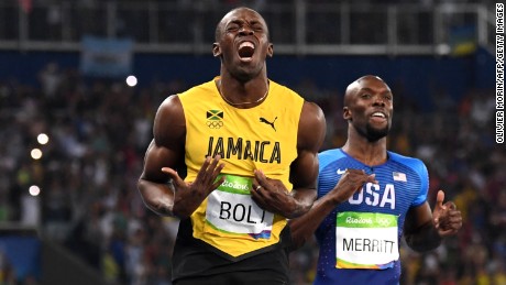 Jamaica&#39;s Usain Bolt celebrates after crossing the finish line to win the men&#39;s 200m final on August 18.