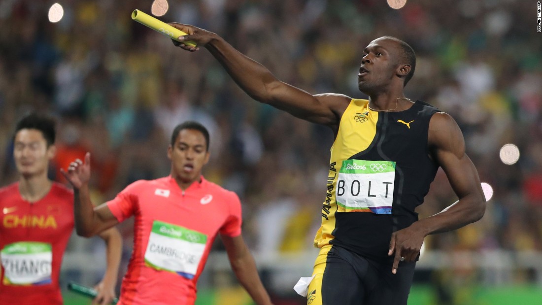 Jamaica&#39;s Usain Bolt celebrates winning gold in the 4x100 relay on Friday, August 19. The victory caps off &lt;a href=&quot;http://edition.cnn.com/2016/08/19/sport/usain-bolt-jamaica-mens-4x100m-relay-olympics-rio/index.html&quot; target=&quot;_blank&quot;&gt;an unprecedented &quot;triple-triple&quot;:&lt;/a&gt; three straight Olympic golds in the 100 meters, the 200 meters and the 4x100.