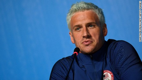 US swimmer Ryan Lochte holds a press conference on August 3, 2016 in Rio de Janeiro, two days ahead of the opening ceremony of the Rio 2016 Olympic Games.