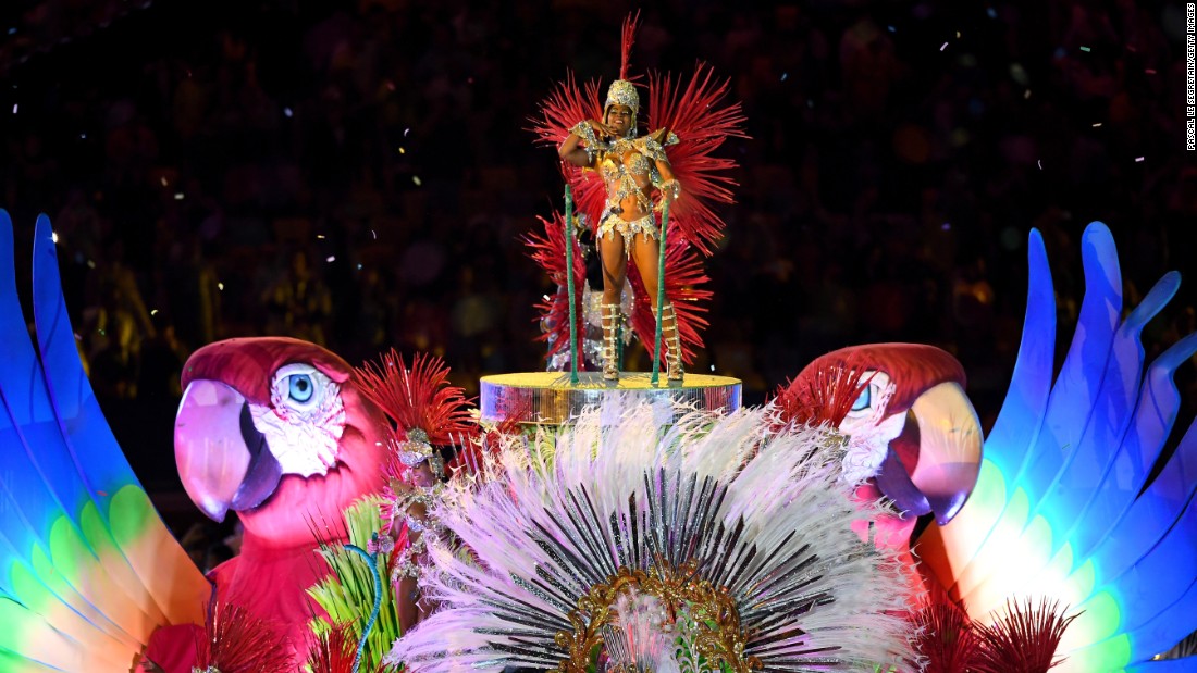 Samba dancers perform in the &quot;Cidade Maravilhosa&quot; segment of the ceremony.