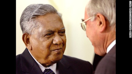 Singaporean leader S R Nathan meets then-Australian Prime Minister John Howard in Canberra in 2005.