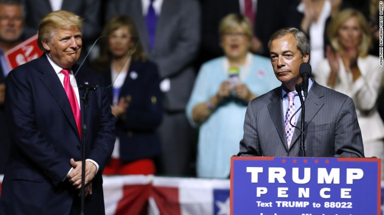 Nigel Farage appeared with then-candidate Donald Trump at a rally in Mississippi in September 2016.