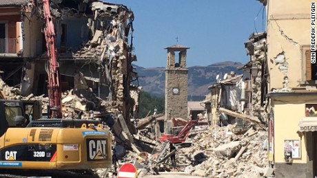 The community in Amatrice are worried that a bell tower built in the 1400s will be demolished.  